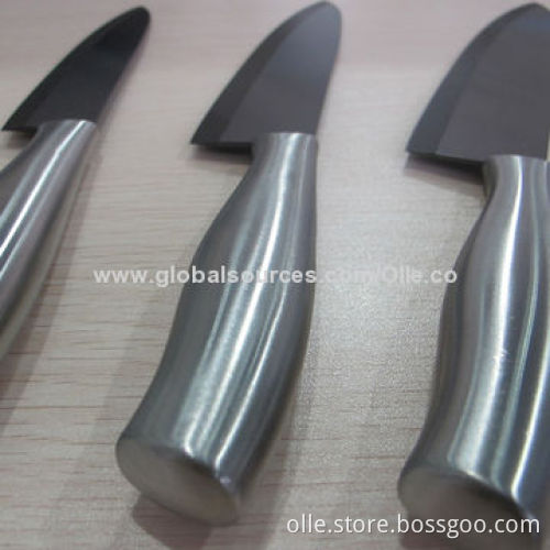 Ceramic Chef's Knife Set with Metal Handle, 35-42 Degrees Cutting Edge Angle